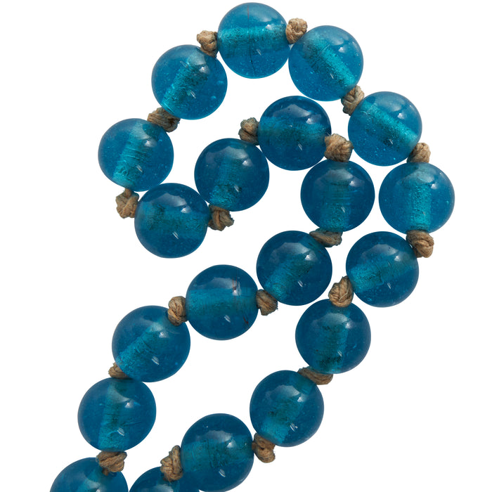 Grande guirlande de perles de 45 po en verre - bleu ciel foncé