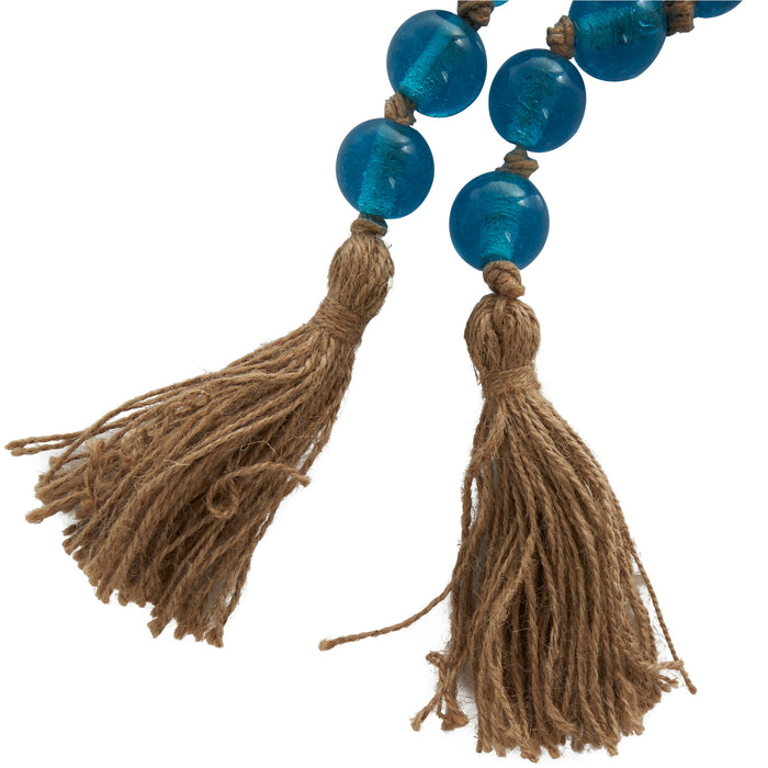 Grande guirlande de perles de 45 po en verre - bleu ciel foncé
