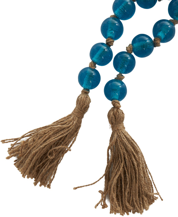 Grande guirlande de perles de 45 po en verre - bleu ciel foncé
