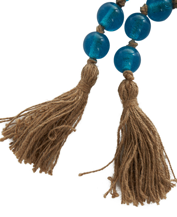 Grande guirlande de perles de 45 po en verre - bleu ciel foncé