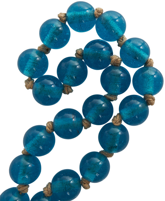 Grande guirlande de perles de 45 po en verre - bleu ciel foncé