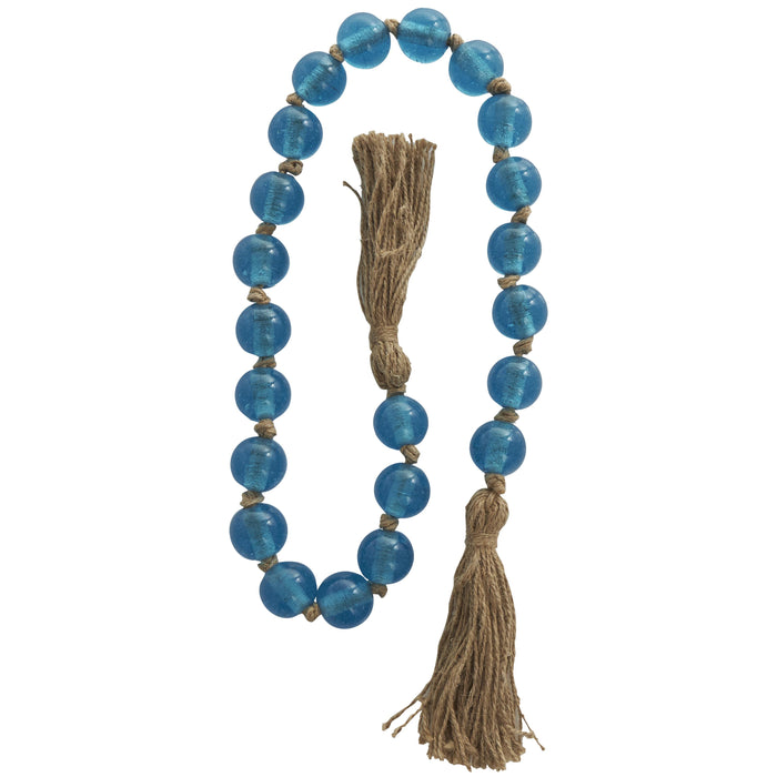 Grande guirlande de perles de 45 po en verre - bleu ciel foncé