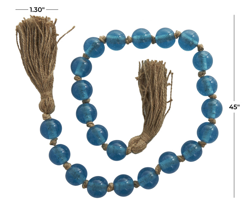 Grande guirlande de perles de 45 po en verre - bleu ciel foncé