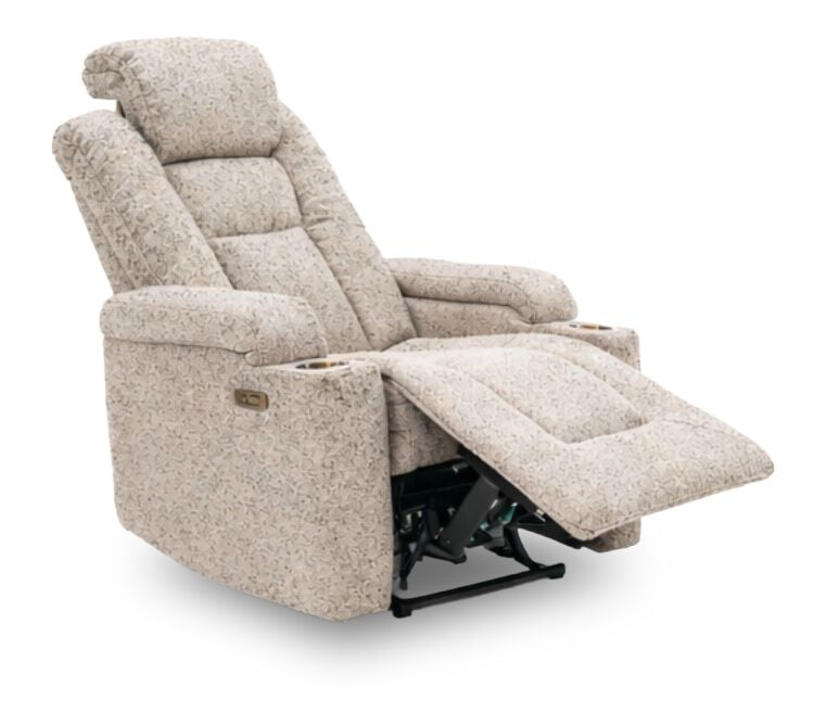 Fauteuil à inclinaison électrique Riley de 35,4 po en tissu apparence lin avec appuie-tête électrique - gris 