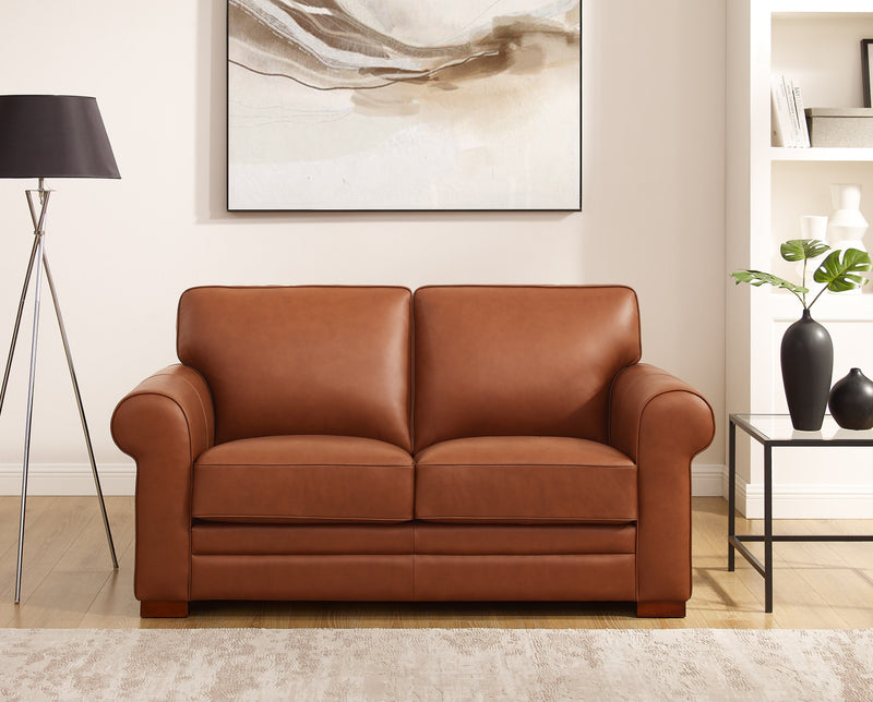 Causeuse Brookfield de Hydeline en cuir - brune