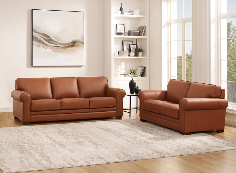 Causeuse Brookfield de Hydeline en cuir - brune