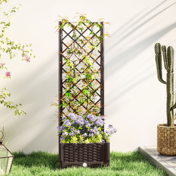 Outsunny Lit Sureleve, Jardiniere Avec Treillis, 16\" X 16\" X 48\"