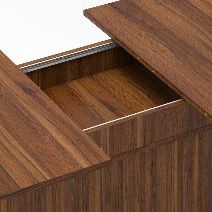 Noah Table a manger ovale extensible avec pieds rayes, marron