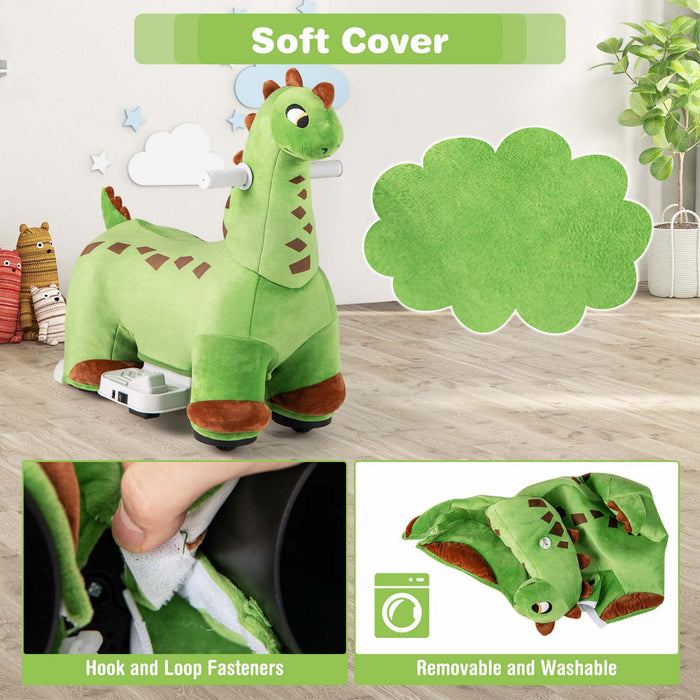 Costway 6v Kids Ride Sur Dinosaur Avec Pedale De Pied De Mer Rembourree Musique En Avant Et Roues