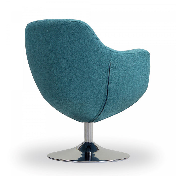 Fauteuil lounge pivotant moderne Caisson en tissu bleu sarcelle - Lot de 2
