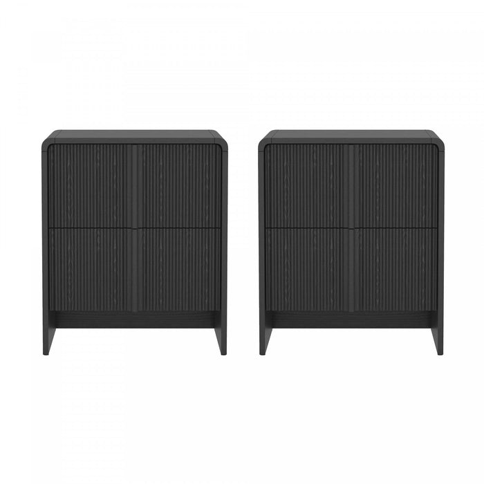 Table de nuit contemporaine Novara 56 cm en noir (2 tiroirs)