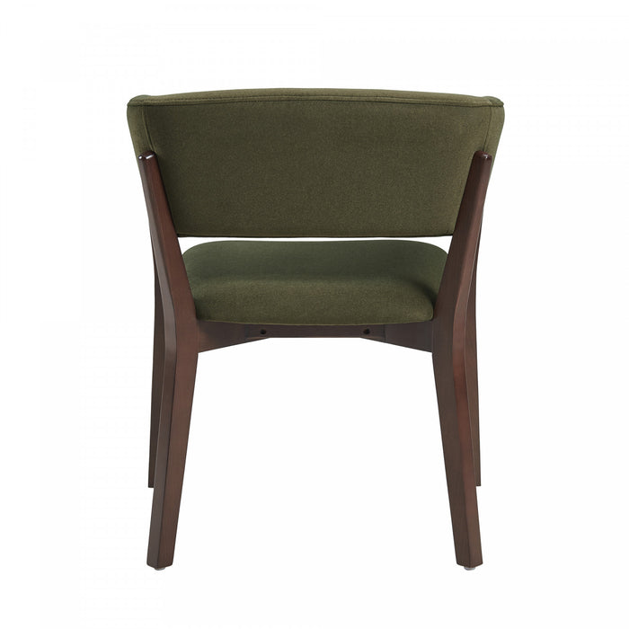 Fauteuil Blake Moderne en Fausse Laine Mohair avec Accoudoirs en Bois, Vert - Lot de 4