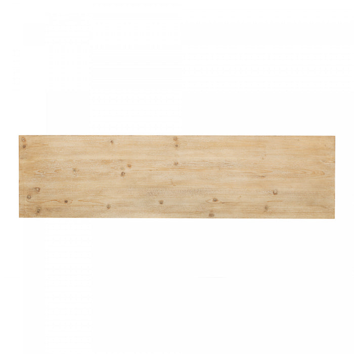 Table d'entree Oliver 60'' en placage de sapin avec design en nid d'abeille et tiroirs, naturel