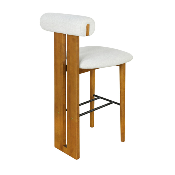 Sophia – Lot de 2 tabourets de bar modernes d’interieur en bois d’hevea avec dossier de soutien, couleur ivoire et noyer