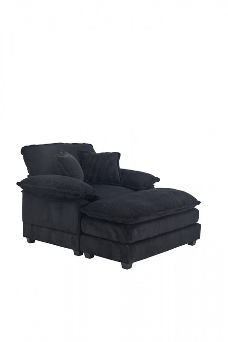 Liam Canape d'interieur moderne en velours cotele 46,9\" avec 2 coussins moelleux, Noir