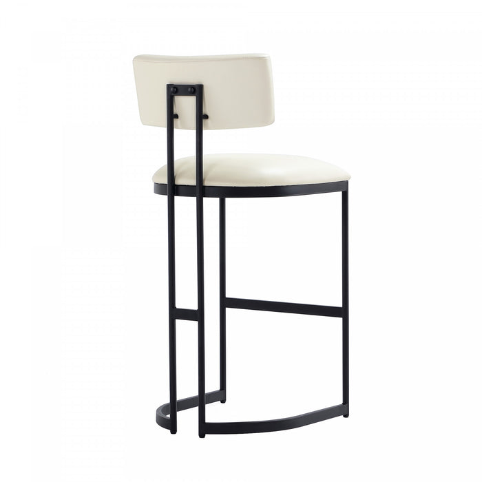 Tabouret de bar moderne contemporain en metal Juno, ivoire