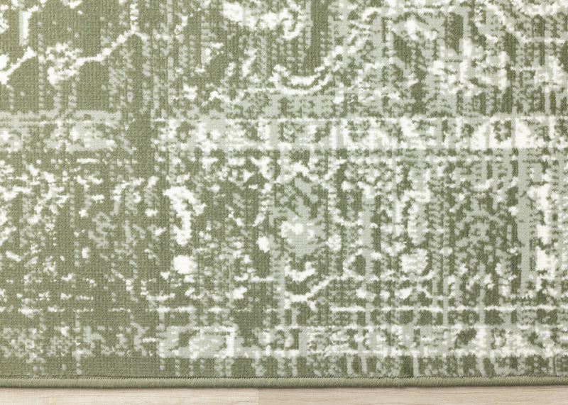 Tapis Florence vert et blanc elegant et classique, 5'3\" x 7'4\"