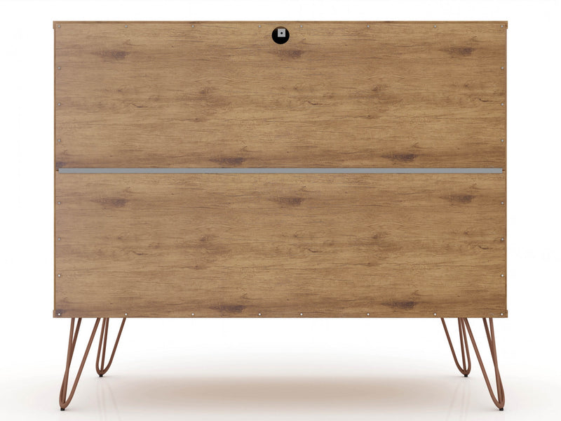 Commode Rockefeller Mid-Century Modern 89 cm en gris (3 tiroirs) – Lot de 2