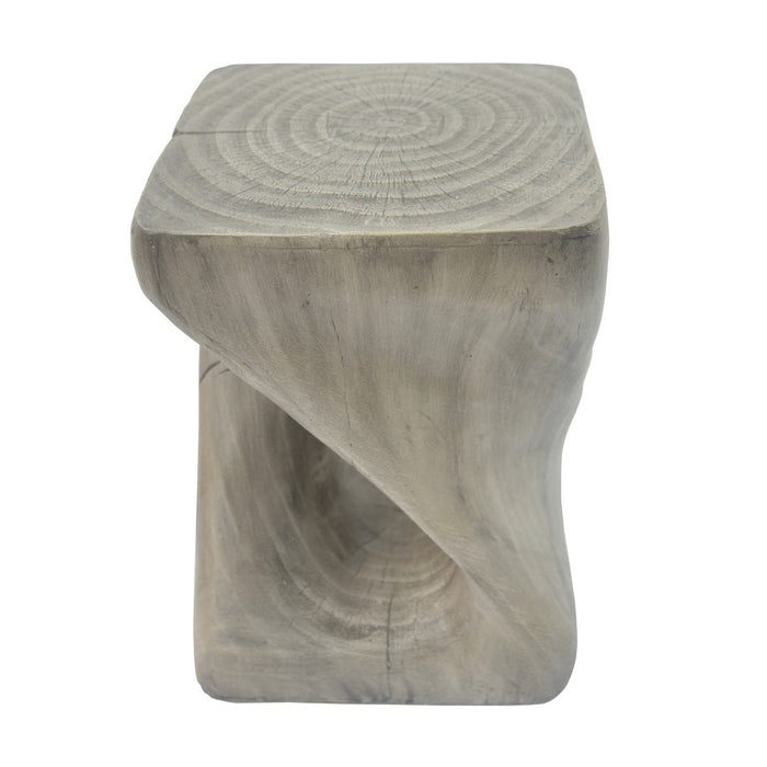 Table d'appoint moderne sablier torsade Miro 16 pouces MGO, table laterale interieure imitation bois, gris