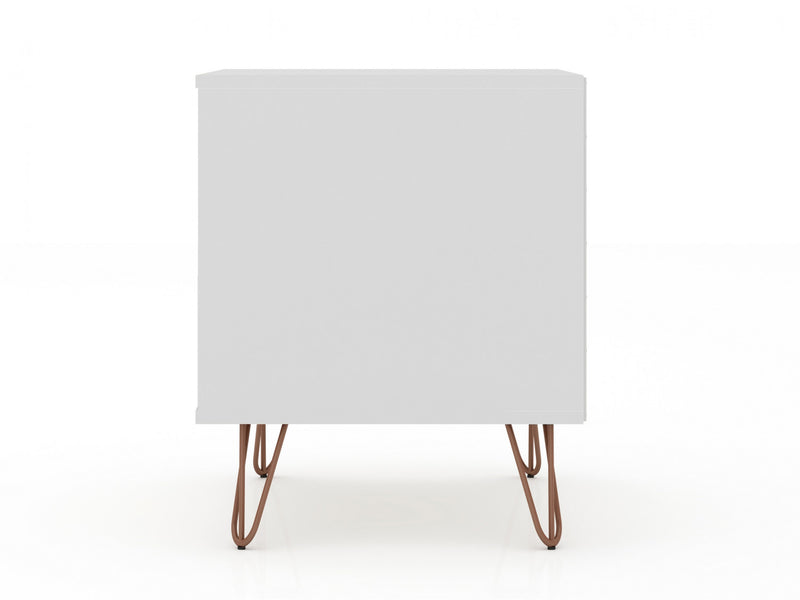 Table de nuit Rockefeller Mid-Century Modern 20\" en blanc (2 tiroirs) - Lot de 2