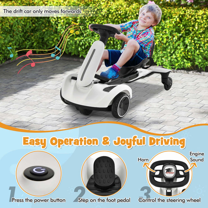 Costway 6v Kids Ride On Drift Car Electric Drifting Go Kart Pour Enfants Avec 360° Spin White