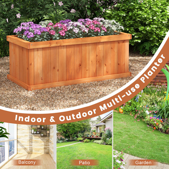 Costway Souleve Jardin Lit Sapin Bois Rectangle Planter Boite Avec Trous De Drainage Orange