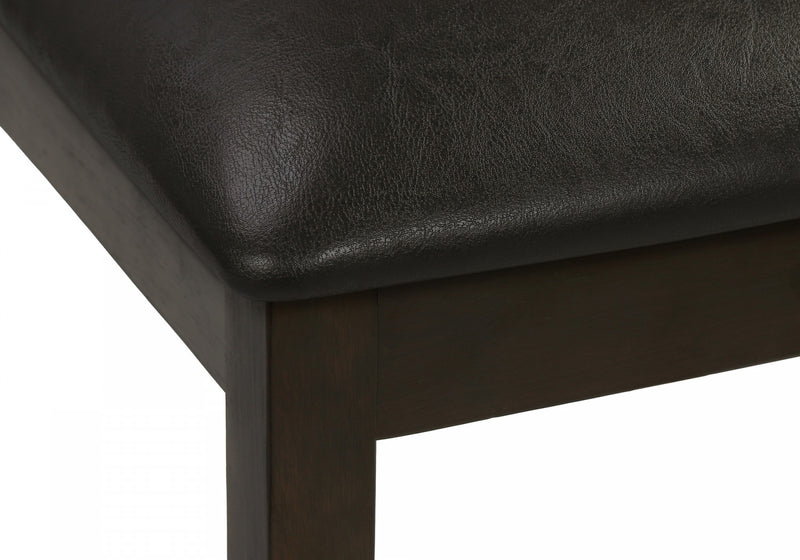 Ensemble de 2 chaises de salle à manger de style transitionnel avec apparence cuir brun et pattes en bois brun pour la cuisine et la salle à manger