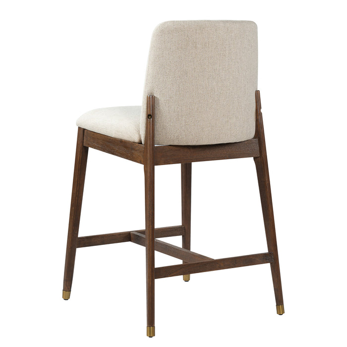 Clara – Lot de 2 tabourets de bar en bois d’hevea, finition noyer