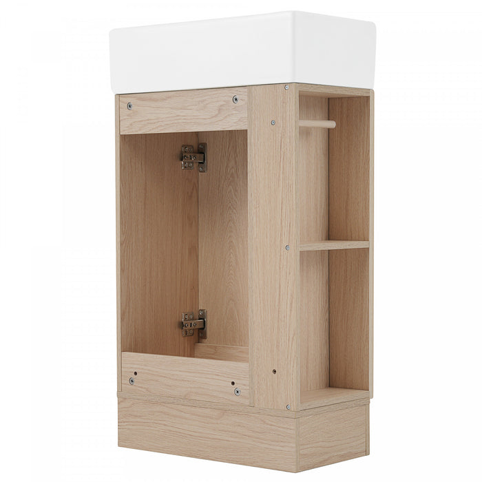 Ethan Meuble-lavabo de 18,6\" avec vasque et etagere reglable, Marron