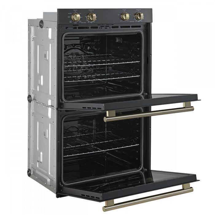 Four double mural electrique Vomero 30 pouces en noir, four a convection de 5 pi³ - FBOEL1324-30BLK
