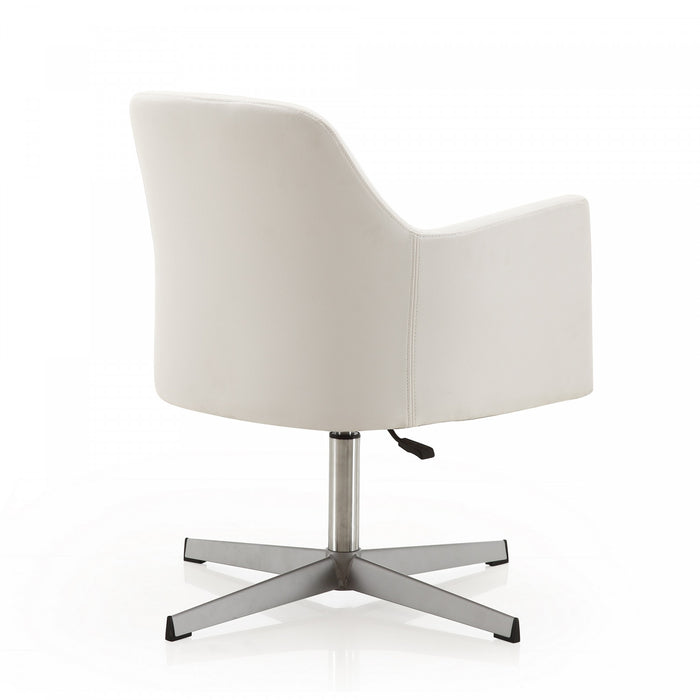 Fauteuil pivotant moderne en cuir vegetalien Pelo, blanc - Lot de 2