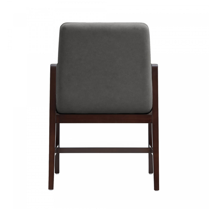 Fauteuil moderne en bois et velours Stella, coloris graphite