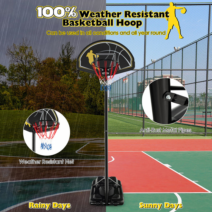 Panier De Basket-ball Portable, Reglable De 130 A 305 Cm, Roues Et Base Rechargeable, Resistant Aux Intemperies, Pour Jouer En Interieur Et En Exterieur, Pour Enfants, Adolescents Et Adultes