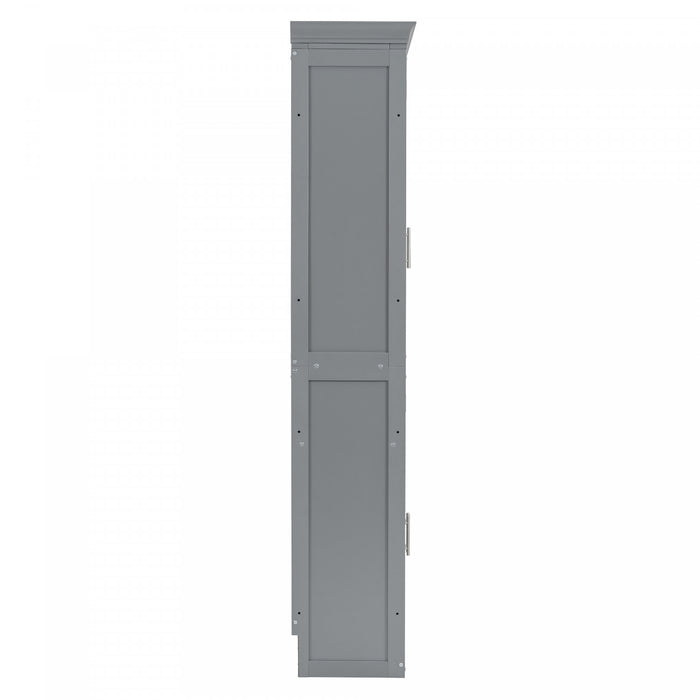Lit Mural Escamotable Eileen Avec Rangements, Taille Queen, Gris