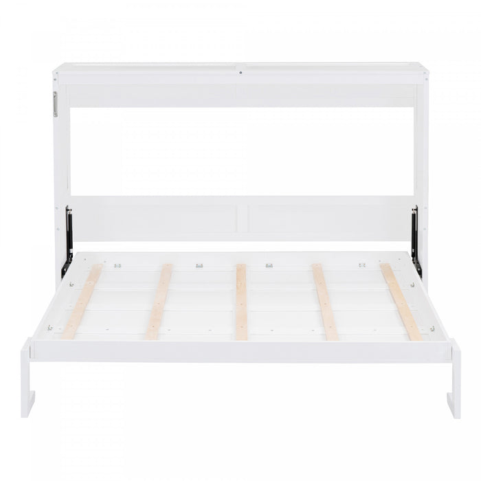 Evelyn Lit mural escamotable gain de place Murphy avec design d’armoire pliable, taille Queen, blanc