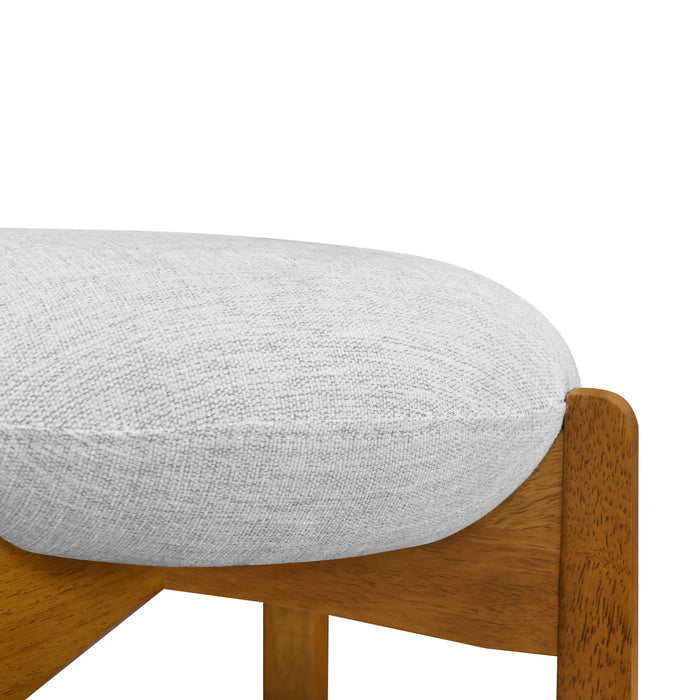 Olivia – Lot de 4 tabourets de bar d’interieur en bois d’hevea avec assise ronde, structure durable et revetement en tissu