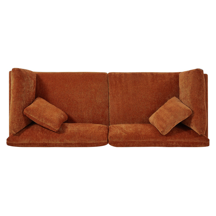 Flare Canape Moderne 83.5 po a Accoudoirs Evases et Coussin Haute Densite, Caramel