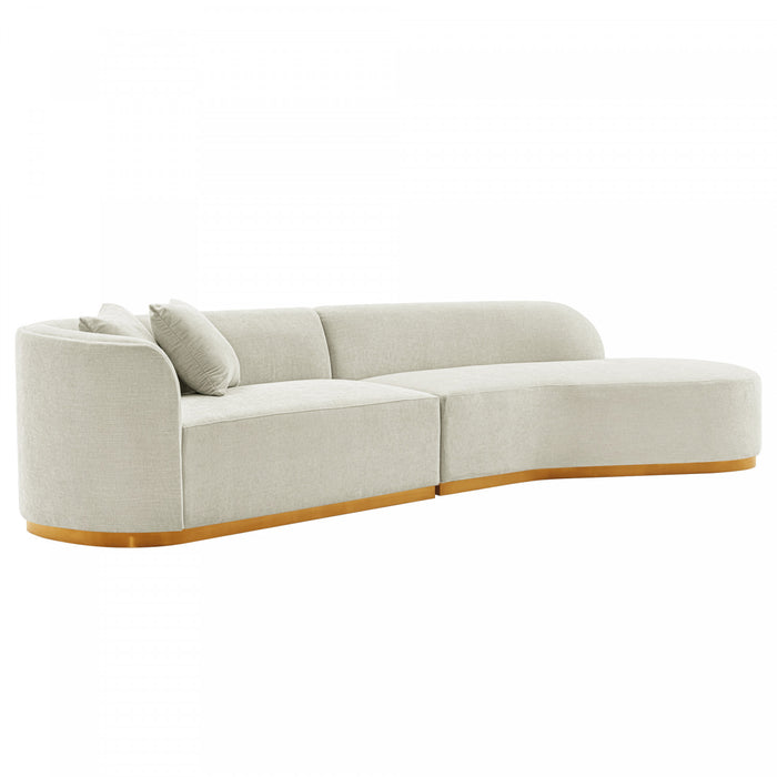 Canape d’angle moderne Daria 132\" en chenille ivoire
