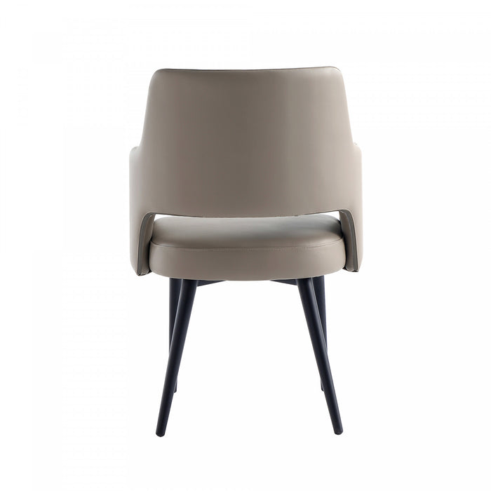 Fauteuil moderne Tremont en metal et cuir vegetalien taupe