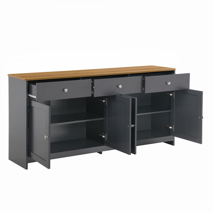 Grace Buffet en Bois Rustique de 55,1\" avec Portes et Tiroirs, Gris