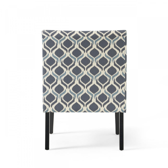 Fauteuil D’appoint Oliver En Tissu aspect lin Avec Pieds En Bois Caoutchouc - Bleu Et Gris