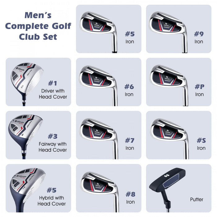 Ultimate Men's Complete Golf Club Set Golf Club Package Set Incl 460cc Avec Capuchon Bleu
