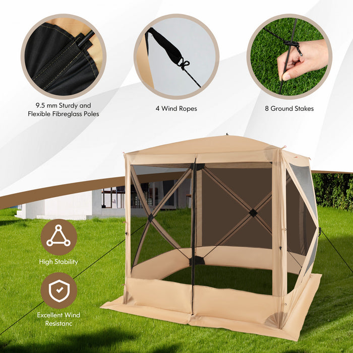 Costway 6.7 Ft X 6.7 Ft 4 Panneaux Pop Up Camping Gazebo Quick-set Avec 2 Torchons Parasols Cafe