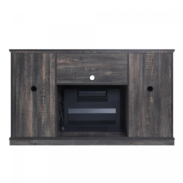 Foyer electrique moderne de style ferme Myrtle, 2 pieces, noir et brun antique