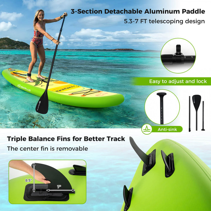 Petite Planche Gonflable De Sup Goplus, Planche De Pagaie Portable Avec Des Anneaux 5d