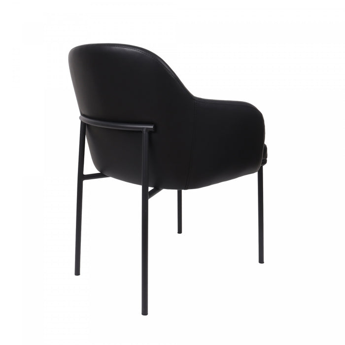 Fauteuil contemporain Loft en cuir vegetalien avec accoudoirs en metal noir - Lot de 2