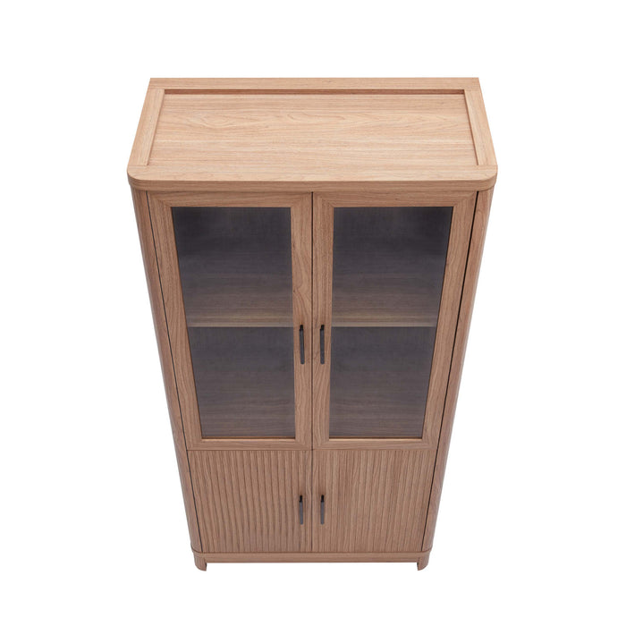 Ensemble de 2 bibliotheques-armoires Jodie style milieu du siecle 31\" en erable (6 etageres)