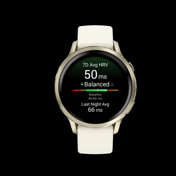 Montre de fitness Garmin Venu 4 41 mm Lunar Gold - Moniteur de sante, suivi GPS, coaching de sommeil, lecture de musique, appels vocaux, longue duree de vie de la batterie