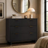 Elara Contemporary 38" Solid Wood Dresser in Black (3-Drawer) | Commode contemporaine Elara 38" en bois massif noire (3 tiroirs)
