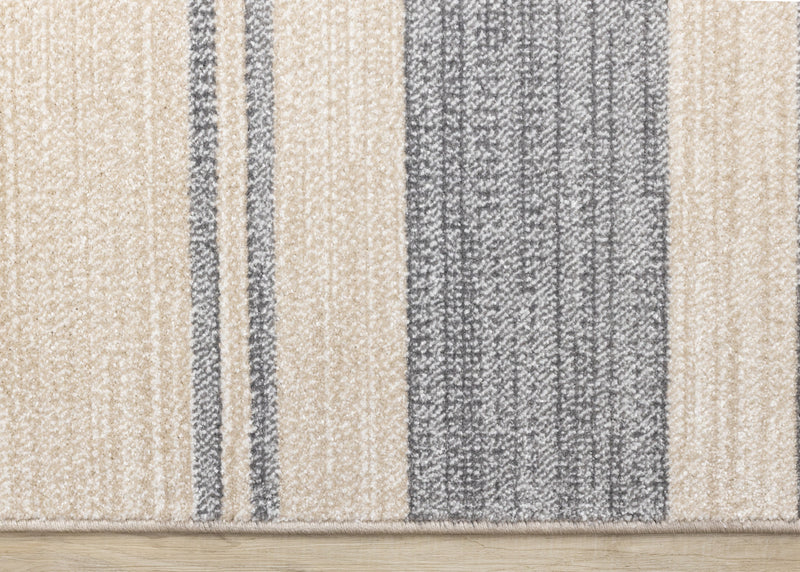 Tapis Covington beige et gris a rayures, 5'3\" x 7'7\"